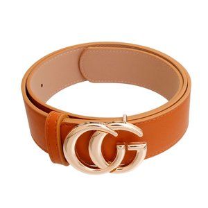 Faux Leather Double CG Buckle Belt.
